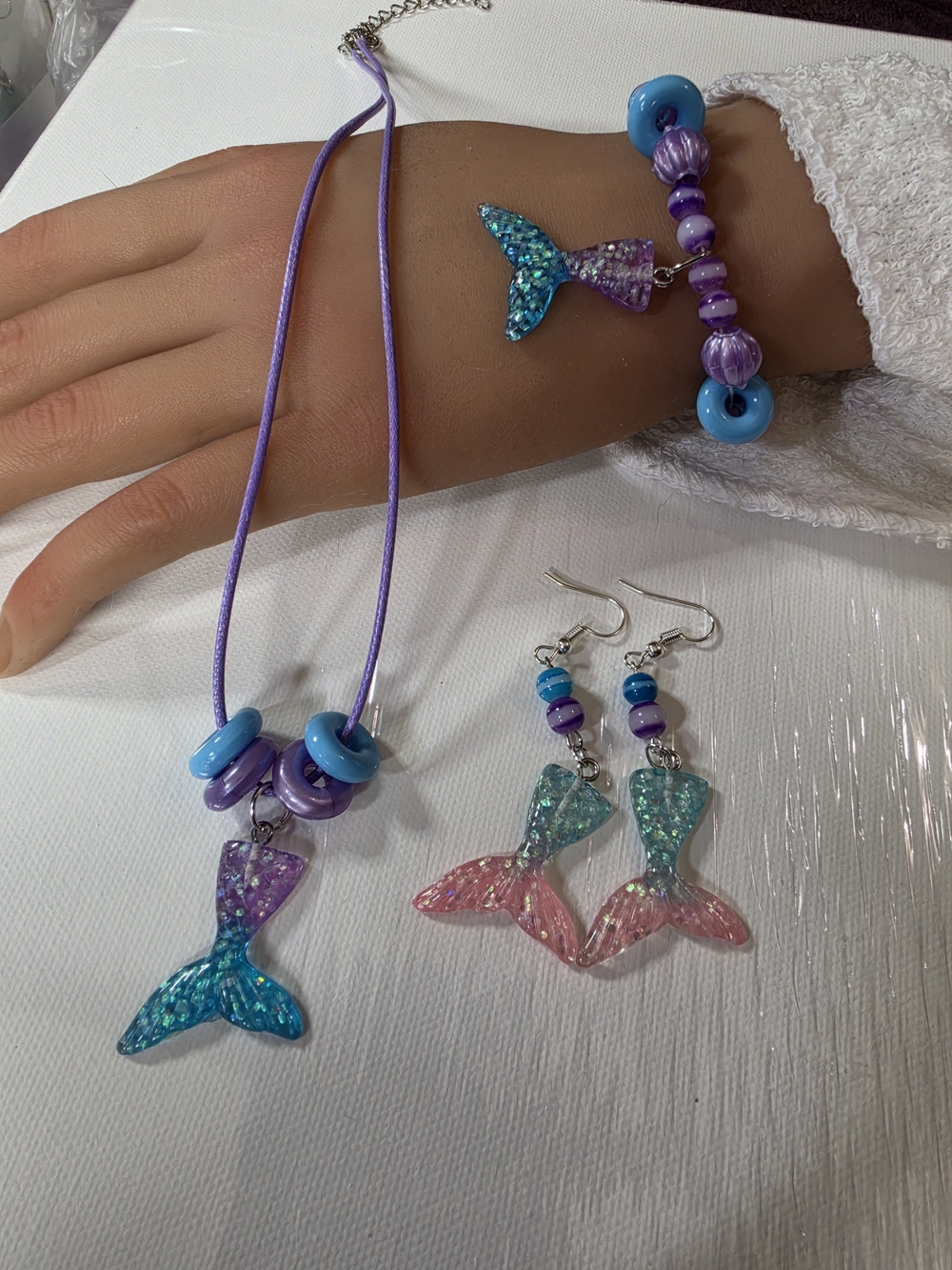 Kids Mermaid Tail Jewelry Set – Purple & Blue